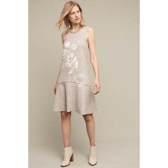 nwt ANTHROPOLOGIE KNITTED & KNOTTED sz PL AFTERLIGHT wool drop waist dress - Picture 2 of 4